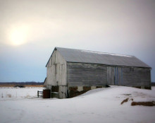 High Barn in Early Morning Snow