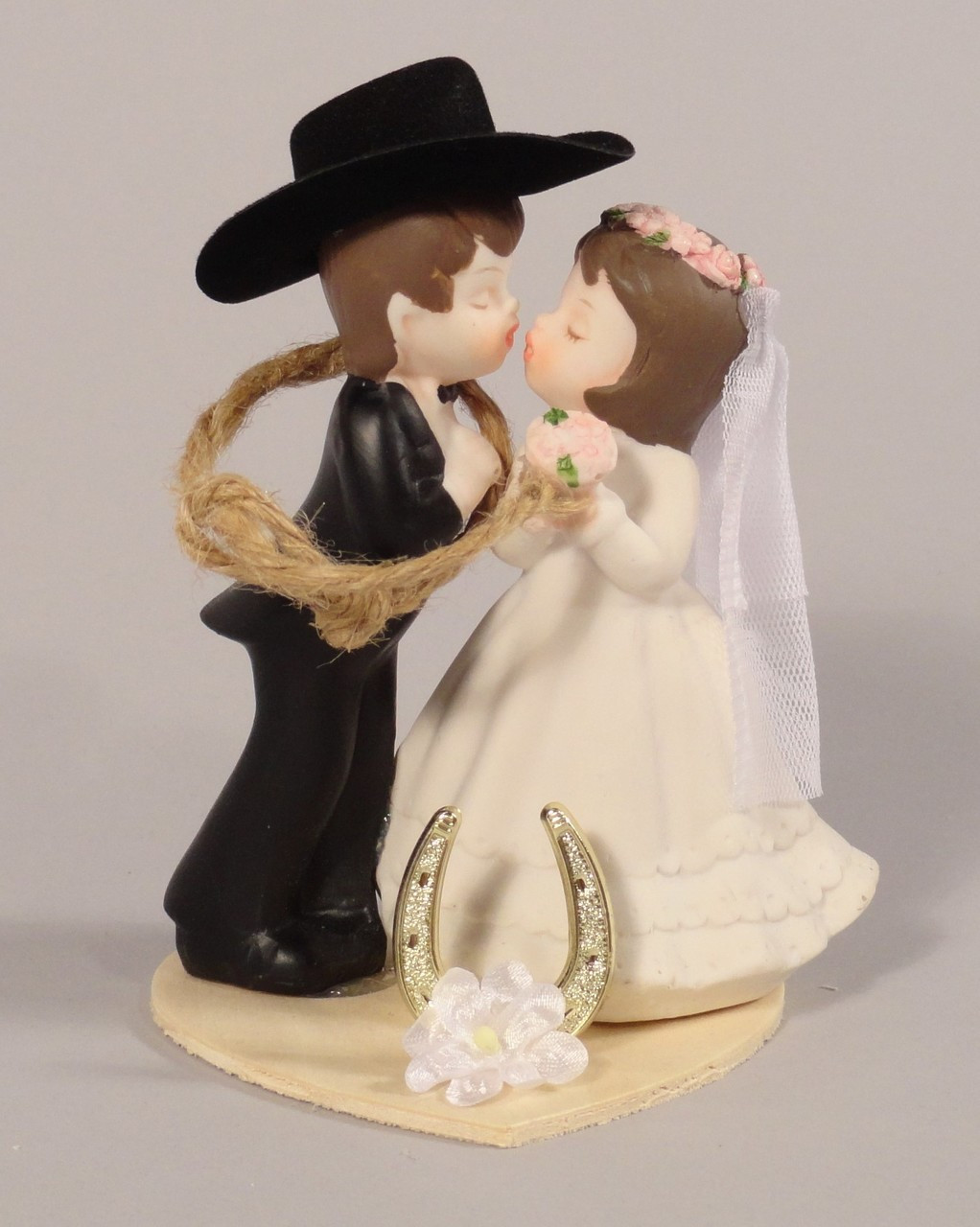 Western Wedding Kissing Couple Cake Topper or Table Decoration