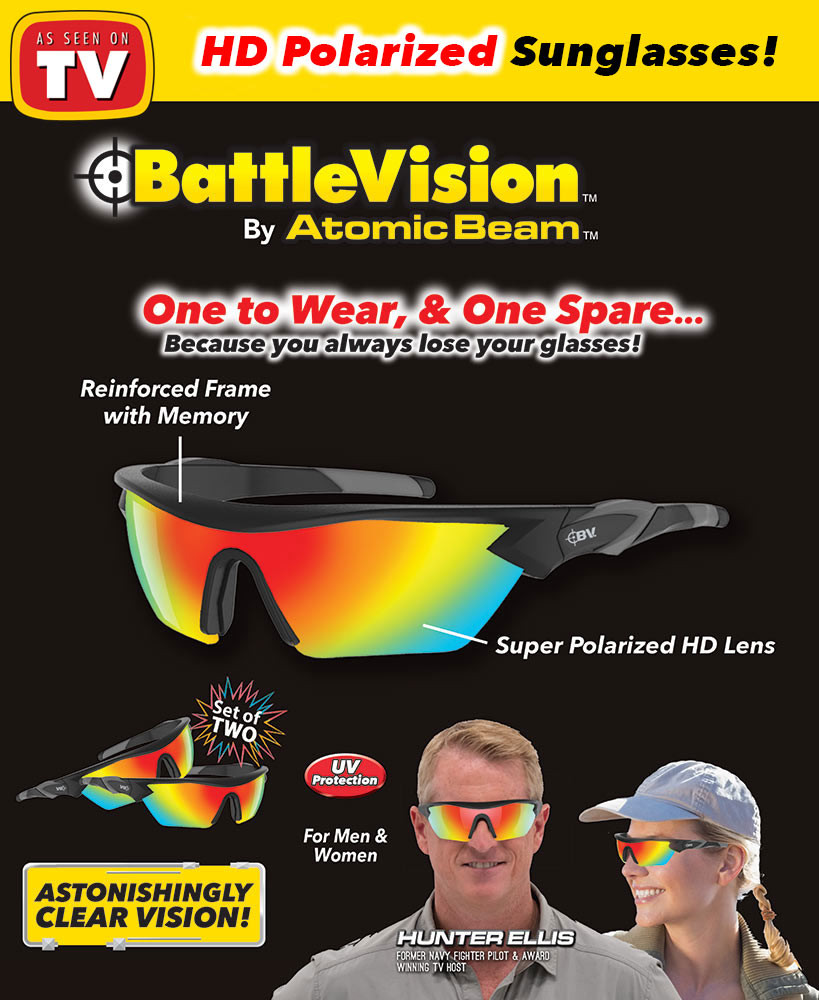 Battle Vision, HD Polarized Sunglasses - 2 Pack