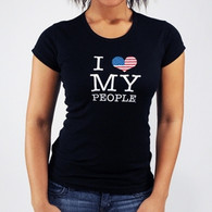 USA "I Love My People" Ladies Cap Sleeve T-Shirt