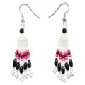 White, Pink, and Black - Beaded Earrings