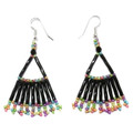 Jet Variegated Fan - Beaded Earrings