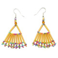 Frosted Amber Variegated Fan - Beaded Earrings