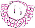 Lacy Pink Bib - Beaded Necklace Set