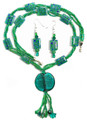 Green Flower Puff Bead - Necklace Set