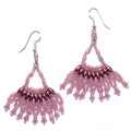 Dainty Dusty Rose Fan - Beaded Earrings