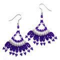 Navy Blue Fan - Beaded Earrings