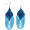 Teal Blue Waterfall - Beaded Earrings
