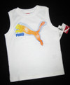 BOYS 3T - Puma -  White with Orange, Yellow & Blue Logo Sleeveless Knit SHIRT