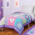 FULL - Mainstay-American Kids - Butterfly Patches Super Soft DRAPES, SHEETS & REVERSIBLE COMFORTER SET