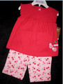 GIRLS 3 MONTHS - Carter's -  Red and Pink Berry Sweet PANTS & TOP PLAYSET