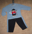 BOYS 3-6 MONTHS - Teddy Boom - Ski Bear Plush Blue & Navy Fleece PANTS & TOP PLAYSET