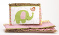 FULL SIZE CRIB - COCALO - Up & Away - Pink, Brown, Green NURSERY 4-PC BUMPER