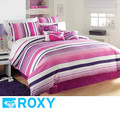 TWIN - Roxy by Quiksilver - Sun Kissed Stripe Purple, Lavender, White & Pink SHAM & DUVET COVER SET