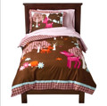 TWIN / SINGLE - Circo Just for Kids - Hello Forest Deer & Flowers Browns Pinks SHAM & DUVET COVER SET
