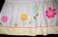 FULL CRIB SIZE -  Kids Line - Mariposa Colorful Appliqued /Embroidered Flowers Nursery BEDSKIRT / DUST RUFFLE