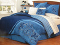 TWIN - My Style - Indigo Coat of Arms Knights 6-pc SHEETS, BEDSKIRT, COMFORTER & SHAM SET