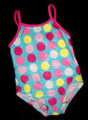 GIRLS 12 MONTHS - Bunz Kids -  Pink, White & Yellow Polka-dots on Aqua SWIMSUIT
