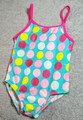 GIRLS 24 MONTHS - Bunz Kids -  Pink, White & Yellow Polka-dots on Aqua SWIMSUIT