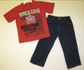 BOYS 4T - Quicksand - BLUE JEANS & RED GRAPHIC TEE T-SHIRT PLAYSET