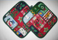 SET OF TWO - Christmas Patchwork Design HOLIDAY POTHOLDERS