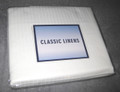 Queen  - Classic Linens -  White 300 Thread Count 100% Cotton Sateen Woven Stripe FLAT SHEET