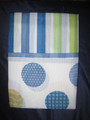 FABRIC - Better Home - Green-Blue-Gold Circles & Stripes on White SHOWER CURTAIN