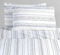TWIN - Cannon - Bird Song Blue-Green-Brown-Burgundy Stripes on White SHEET SET 