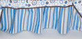 FULL - Tiddliwinks - Dots Blue Brown Beige White Stripes BEDSKIRT / DUST RUFFLE