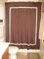 FABRIC - House & Home - Manor - Brown with Cream Border SHOWER CURTAIN