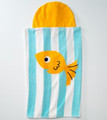 JUMPING BEANS - Guppy - Ages 3-6 Cotton Striped HOODED BEACH WRAP /  BATH TOWEL