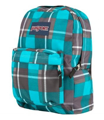 blue plaid backpack