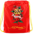ED HARDY DREW - Flower & Heart Tattoo Red  Drawstring DESIGNER SPORTS / BEACH BAG