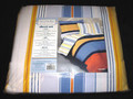 FULL / DOUBLE  - Room Trends - Blue White Gold Orange Stripe Cotton/Poly SHEET SET