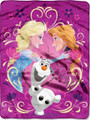 Disney Princess FROZEN  - Happy Family Anna, Elsa and Olaf  46 X 60 inch FLEECE THROW