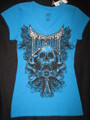 JUNIOR'S LARGE - TapouT Tap Out - Glittery Turquoise and Black Graphic Tee T-SHIRT