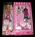 Mattel Barbie THREE SHIMMERY PINK & SILVER OUTFITS + BARBIE DOLL