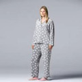 WOMEN'S XL - Simply Vera Notch Collar Silver Dot  Pajamas & Socks Set
