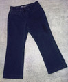 Women's Size 12 Petite Lee Style Up Navy Blue Denim Flat Waist Pull-up  Pants