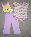 Girls 3-6 Months -- New with Tags -- 3-piece Meow Kitty  Bodyshirt, Pants and Bib Set