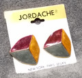 New Jordache Granite, Copper and Caramel Enamel Clip-on Earrings