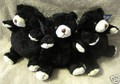 MY BUDDY - Set of Three-  11-inch Black/Tan TEDDY BEARS