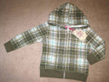GIRLS 2T - Beverly Hills Princess - Olive Green & White Plaid LIGHTWEIGHT HOODED JACKET