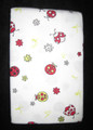 STANDARD - GT -  Ladybugs and Flowers on White TWO FLANNEL PILLOWCASES