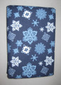 STANDARD - GT -  Blue and White Snowflakes on Navy Blue TWO FLANNEL PILLOWCASES