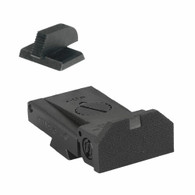 Fully adjustable rear sight fits LPA TRT cut, beveled blade with full serrations - .200" Tall FLAT BASE Front Sight