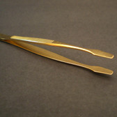 NOLA  Professional 4-3/4 in  (12 cm) Gold-Plated Stamp Tongs with Flat Spade Tip