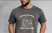 Discover the World Through Stamp Collecting T-Shirt - a NOLA Stamp Shop Orginal Design