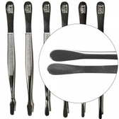 Professional XL 6 inch Nickel Stamp Tongs with Flat Round Tip