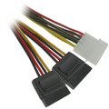 6 inch 4-Pin Molex Female to  2 x 15-Pin SATA Female Power Cable